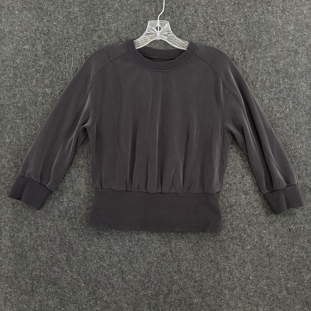 Lululemon Ribbed Softstreme Perfectly Oversized Cropped Sweatshirt Women 6 Black